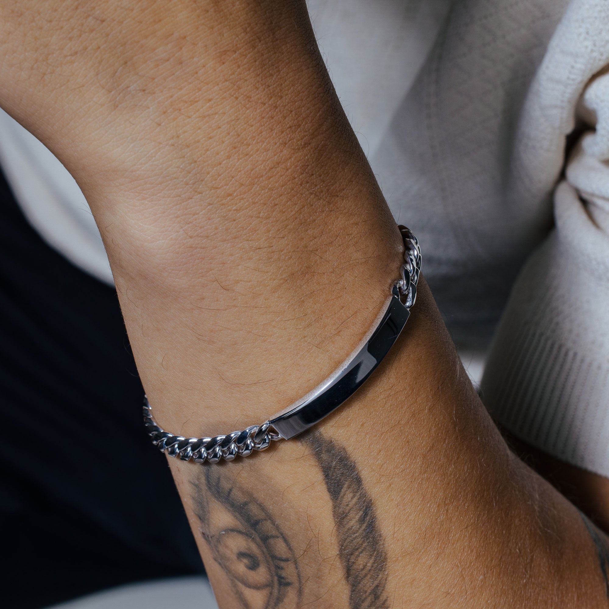 Rhodium Plated 925 Sterling Silver Miami Cuban ID Bracelet 7mm - CDIB00033RH