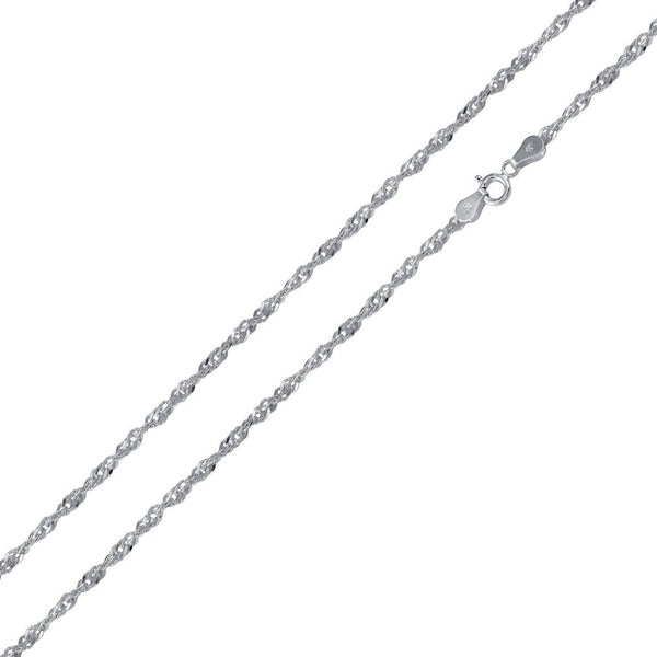 Rhodium Plated 925 Sterling Silver Singapore 025 Chain 1.5mm - CH140 RH