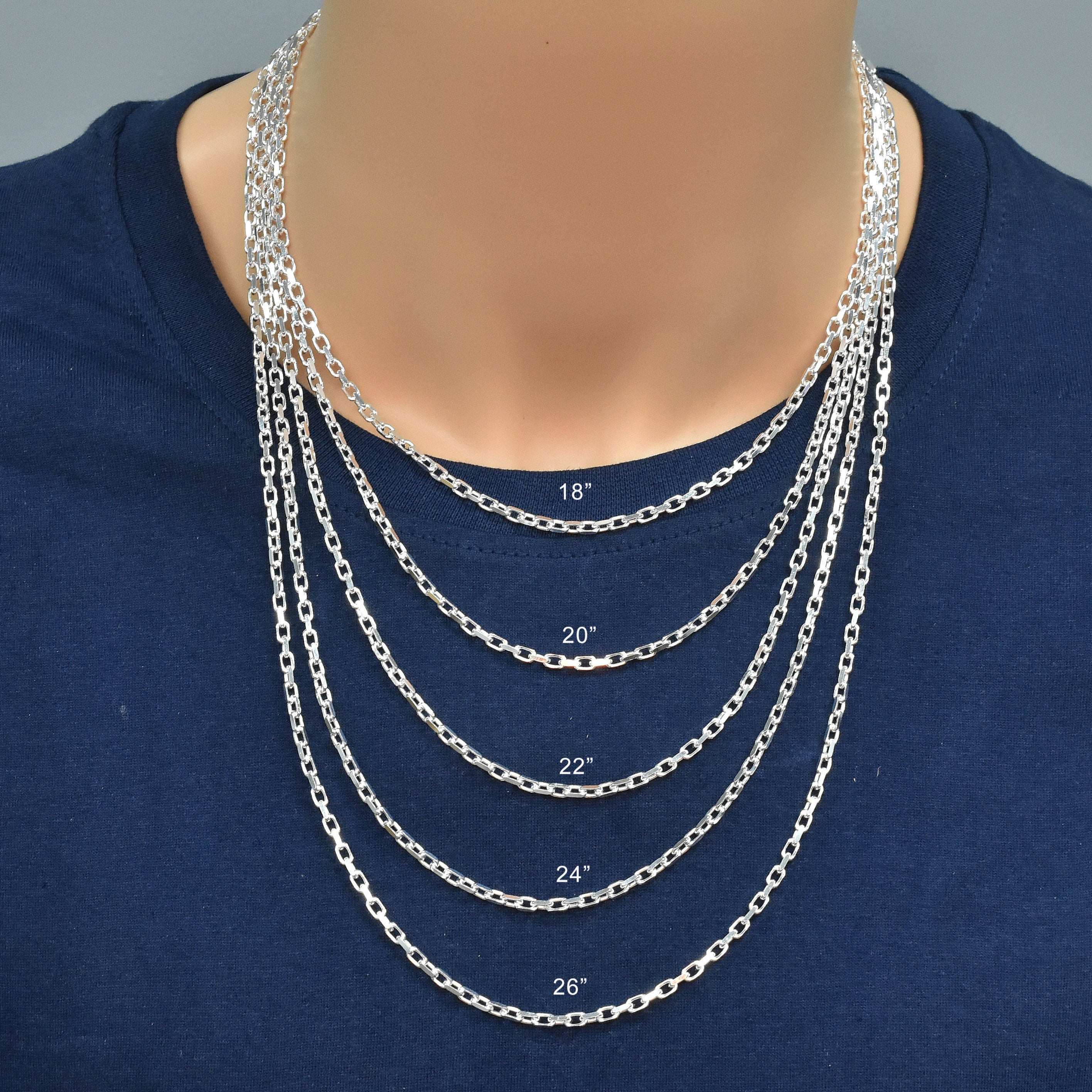 925 Sterling Silver Diamond Cut Forzatina Link Chain or Bracelet