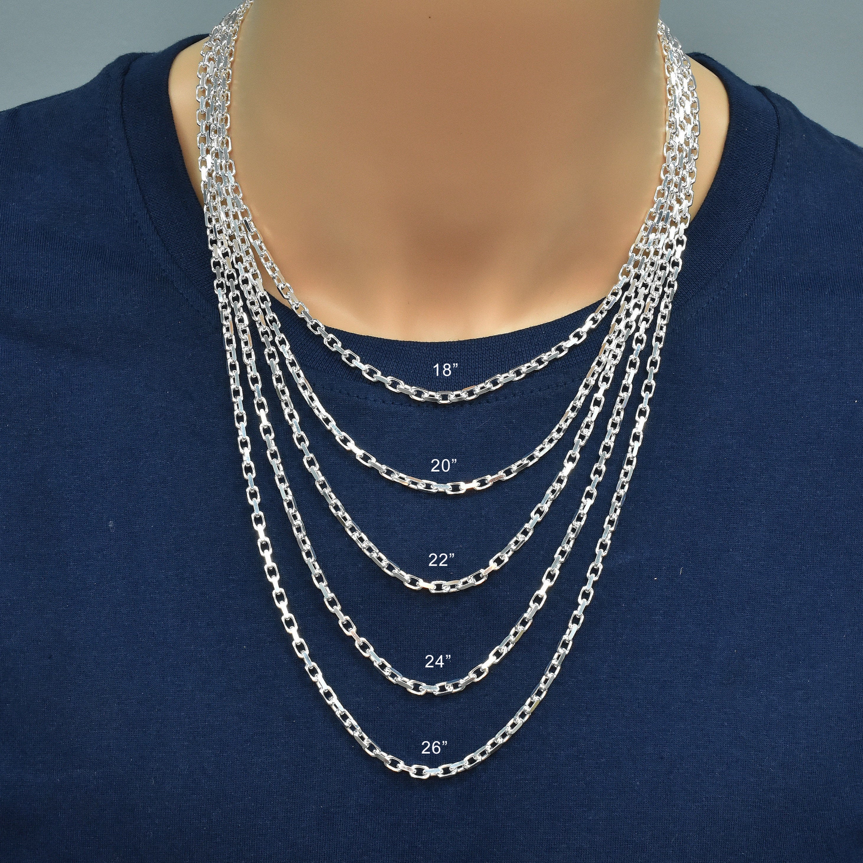 925 Sterling Silver Diamond Cut Forzatina Link Chain or Bracelet