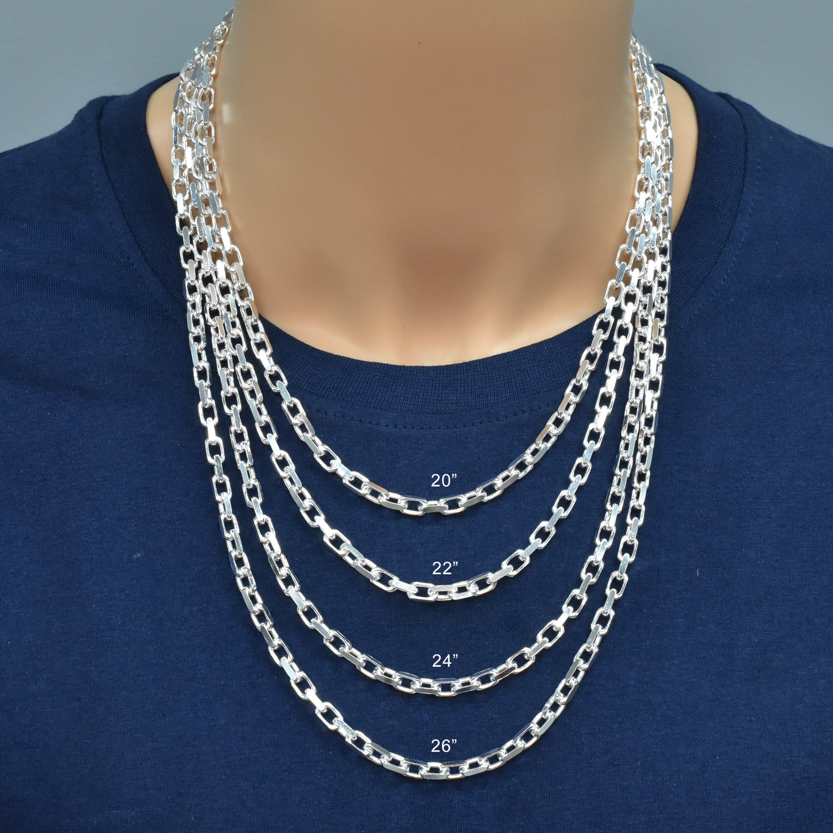 925 Sterling Silver Diamond Cut Forzatina Link Chain or Bracelet