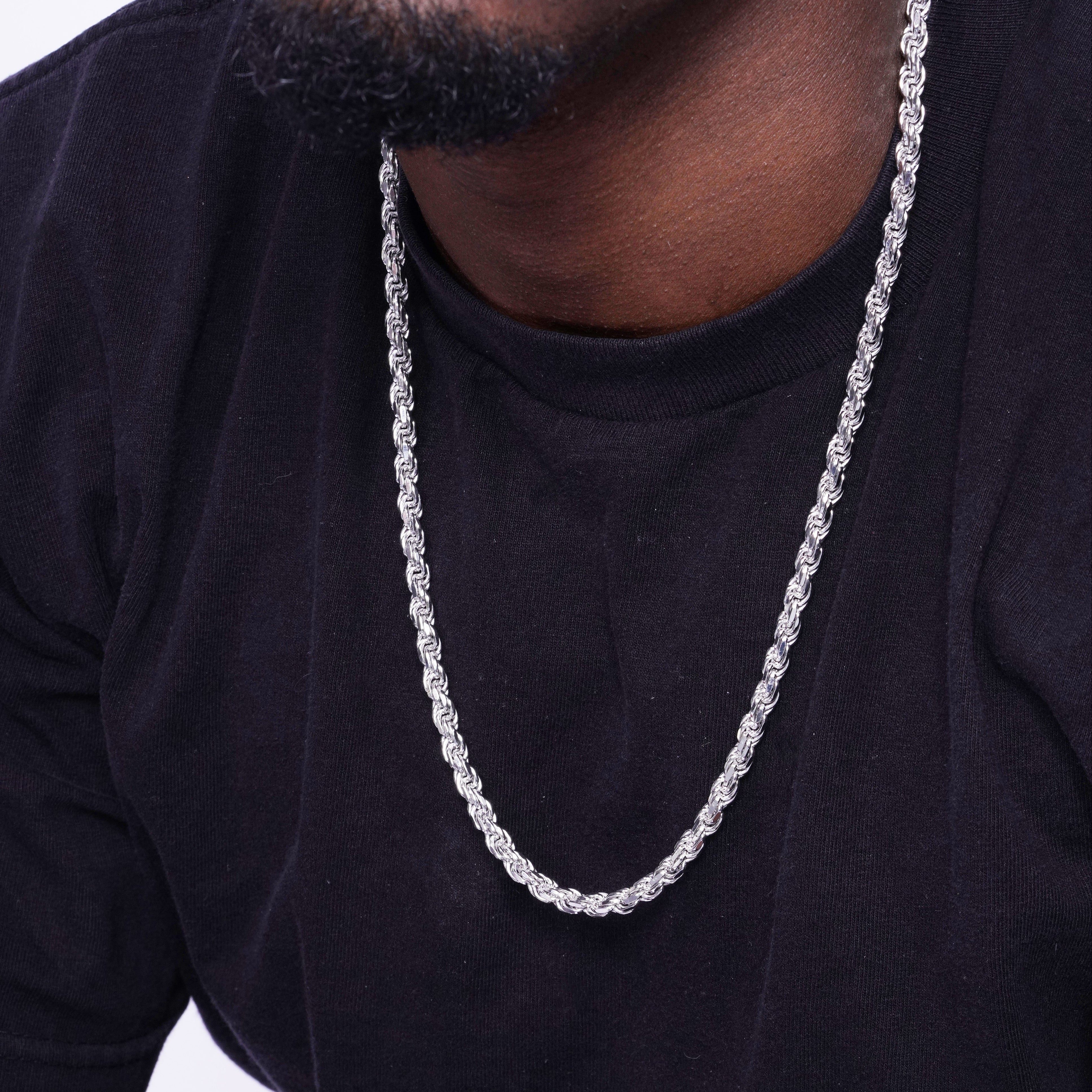 Rhodium Plated 925 Sterling Silver Rope 120 Chain 5.7mm - CH193 RH