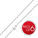 Caja de plata de ley 925 rodiada con 012 cadenas de 0,7 mm (paquete de 6) - CH202 RH