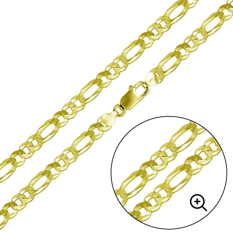 Cadena o pulsera Figaro 200 superplana bañada en oro y plata de 8,9 mm - CH276 GP