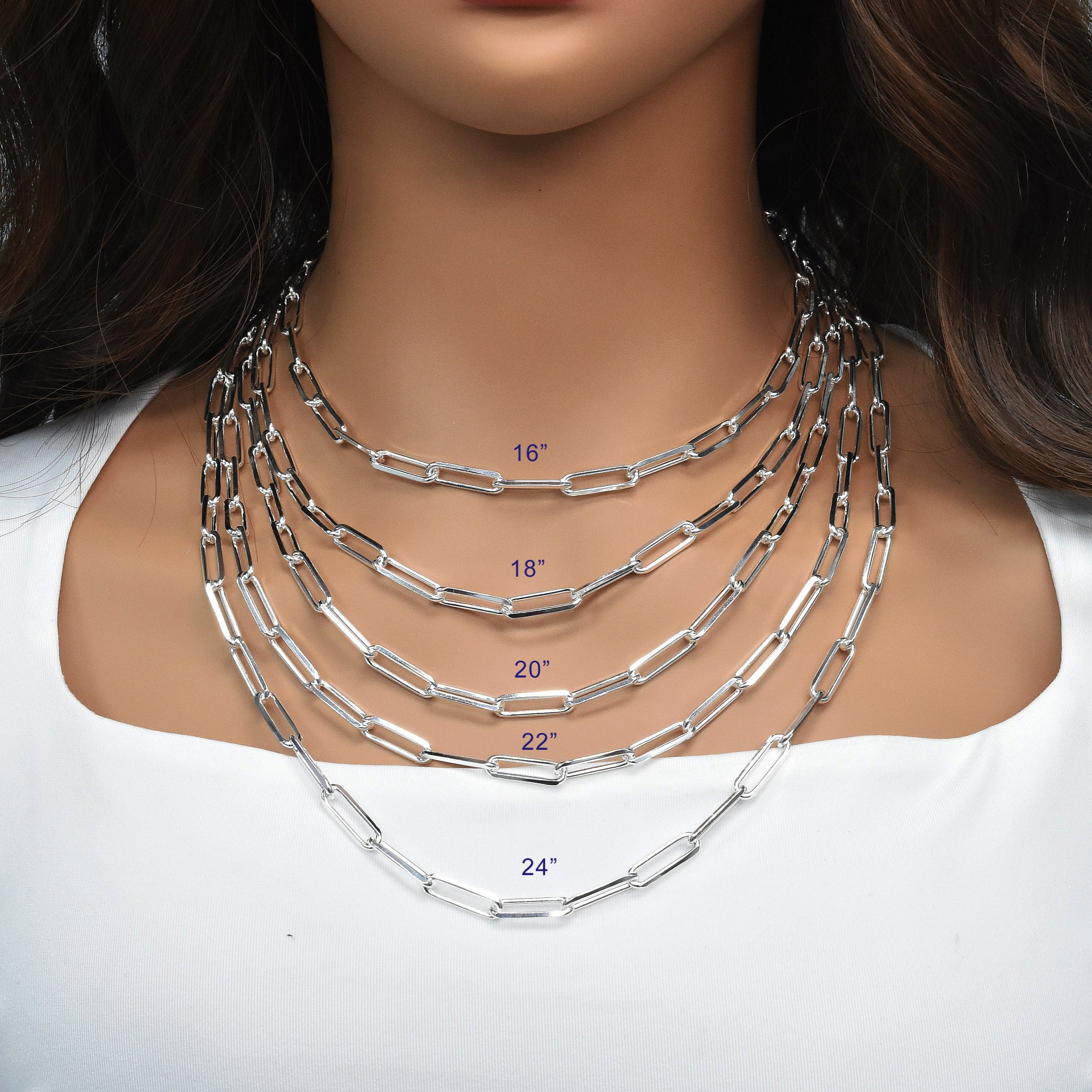 925 Sterling Silver Flat Edge Paperclip Chain or Bracelet