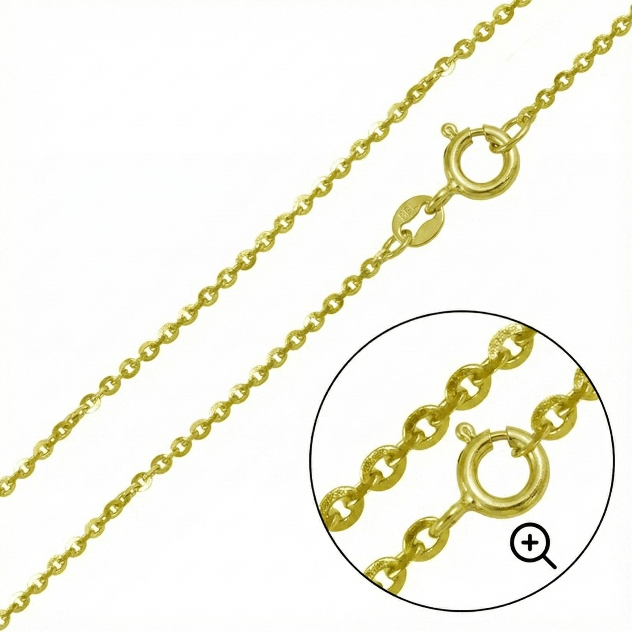 Gold Plated 925 Sterling Silver Brillantina DC 030 Chain or Bracelet 1.4mm - CH397 GP