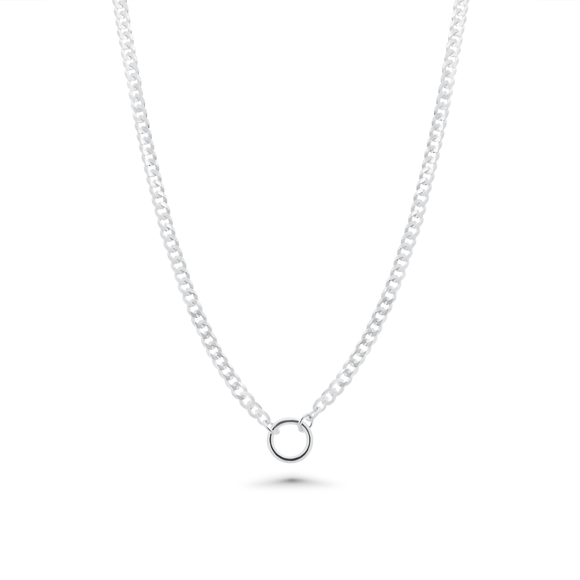 High Polished 925 Sterling Silver Cuban With Circle Design Chain or Bracelet - CH42 SL