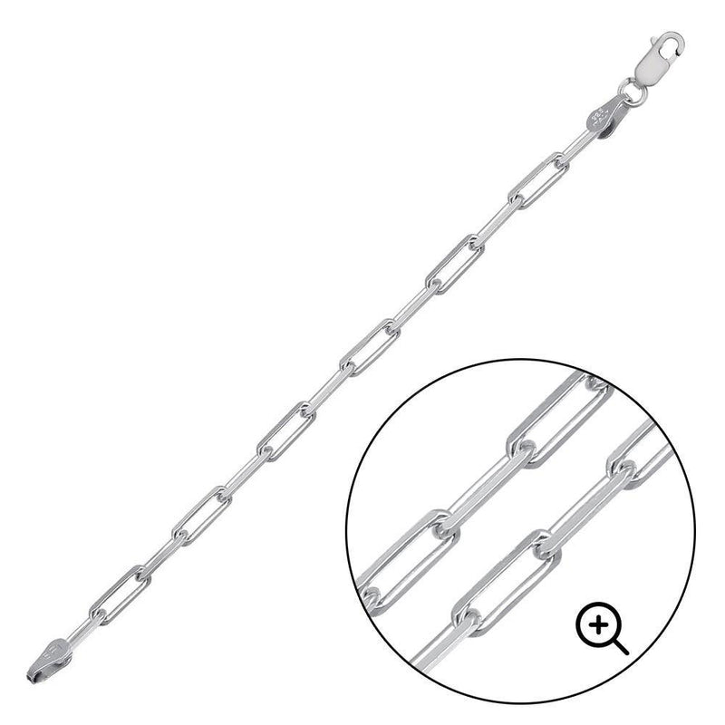 Silver 925 Rhodium Plated Paperclip Link Chain or Bracelet 2.8mm - CH459 RH