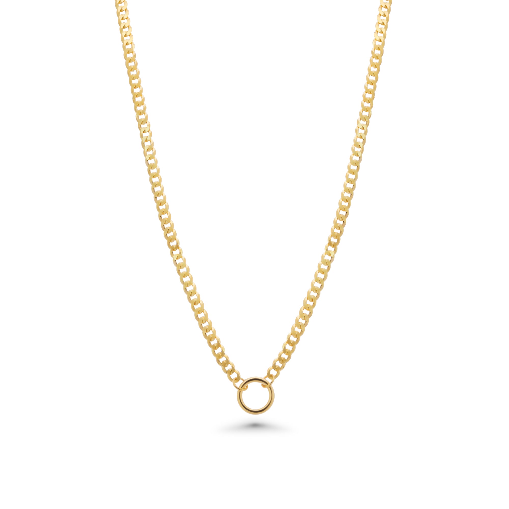 Gold Plated 925 Sterling Silver Cuban With Circle Design Chain or Bracelet - CH553GP