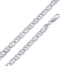 Cadena o pulsera plana Marina de plata de ley 925 de 6,2 mm con corte de diamante de 140 quilates y un solo lado - CH672