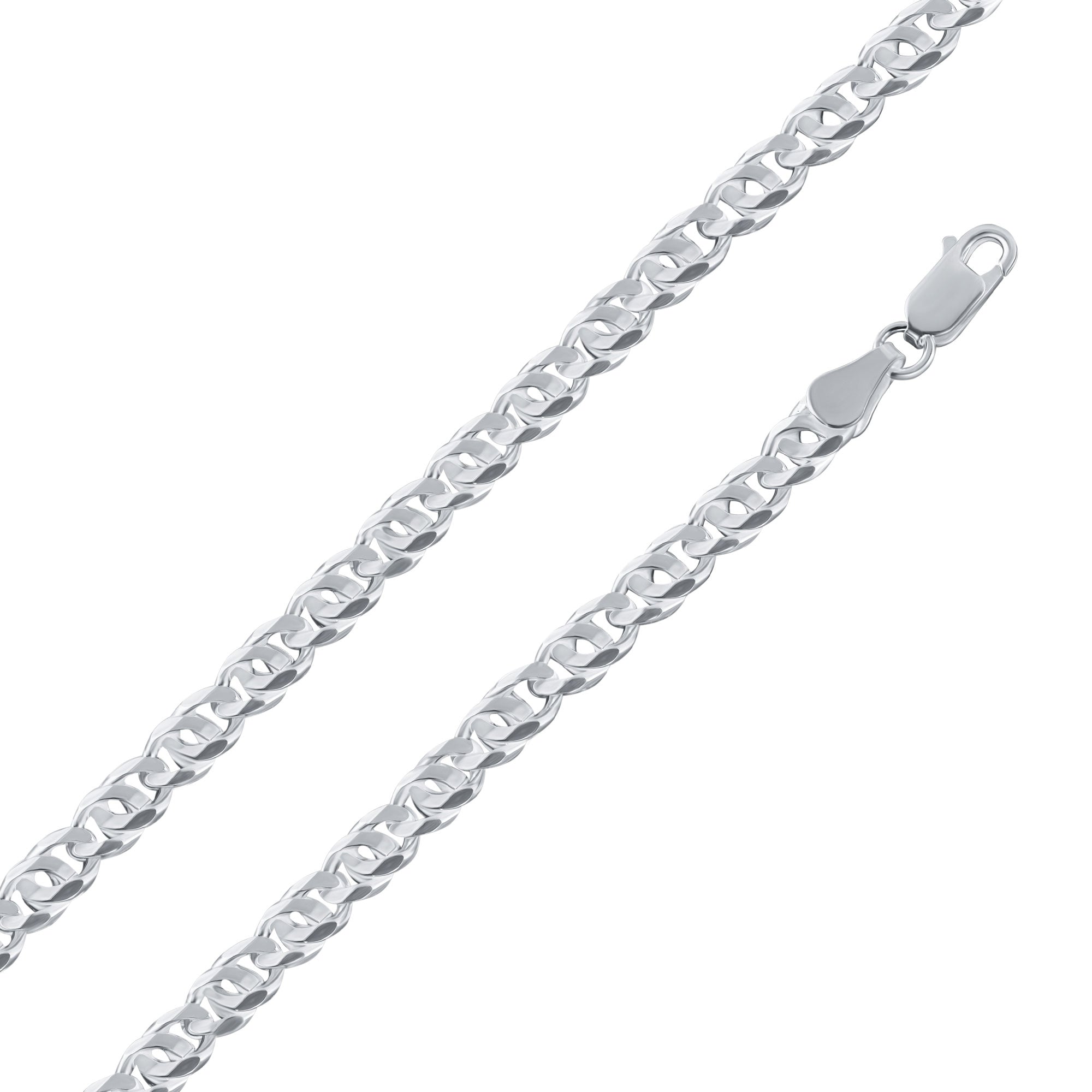 925 Sterling Silver Diamond Cut Bird Eye Curb Chain