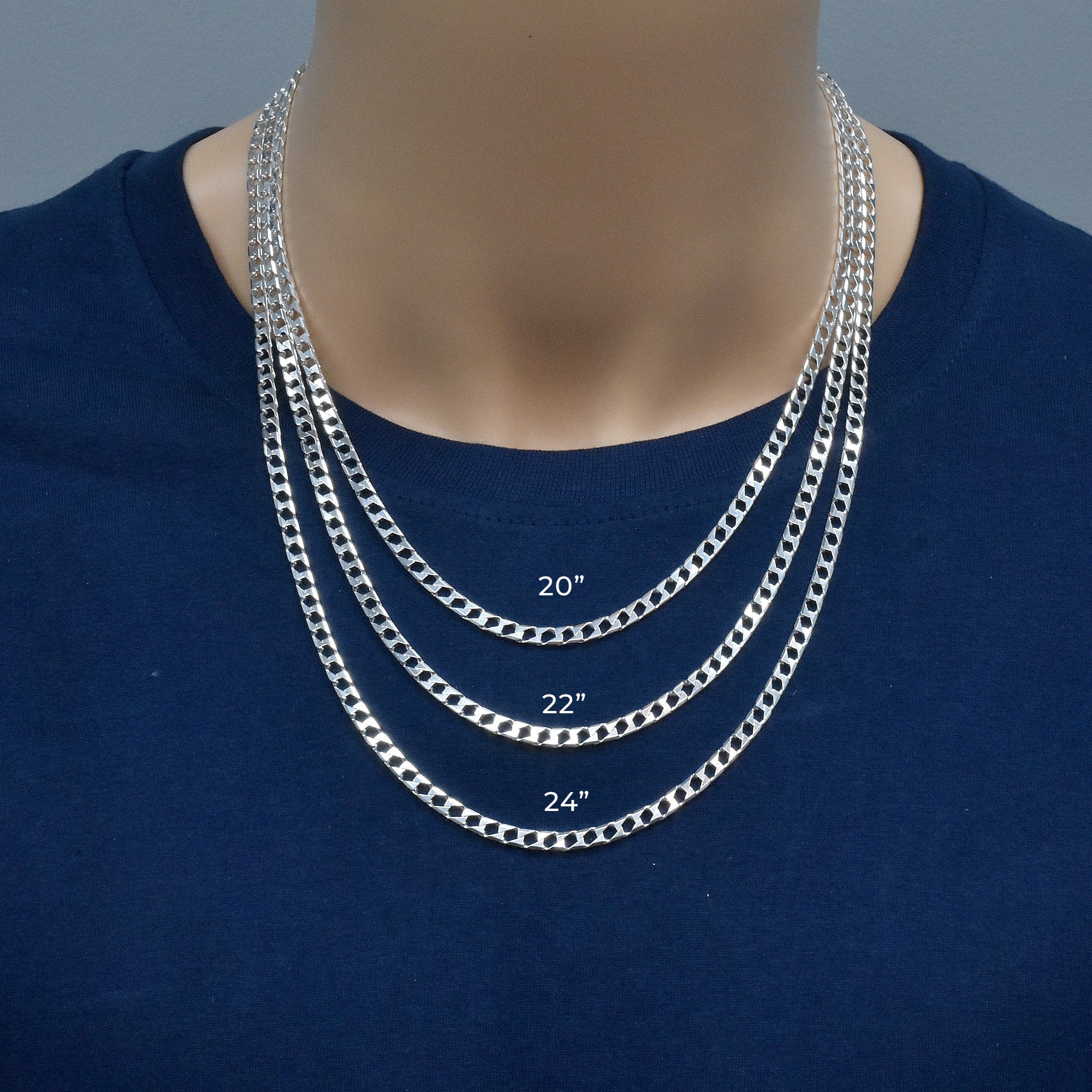 Square Curb Diamond Cut Ten Sided 150 4mm Chain or Bracelet - CH760