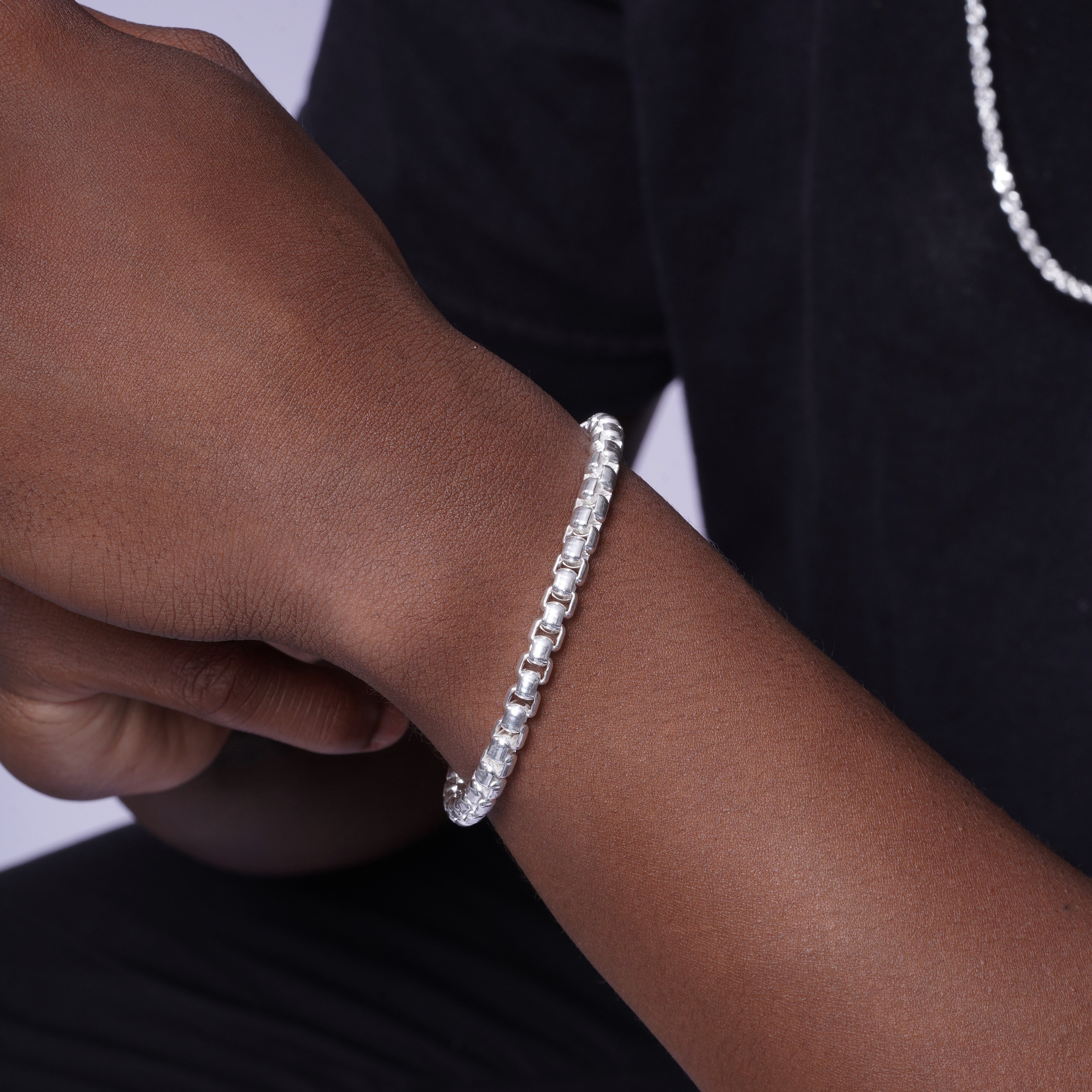 925 Sterling Silver Half Round Wire Box Chain or Bracelet