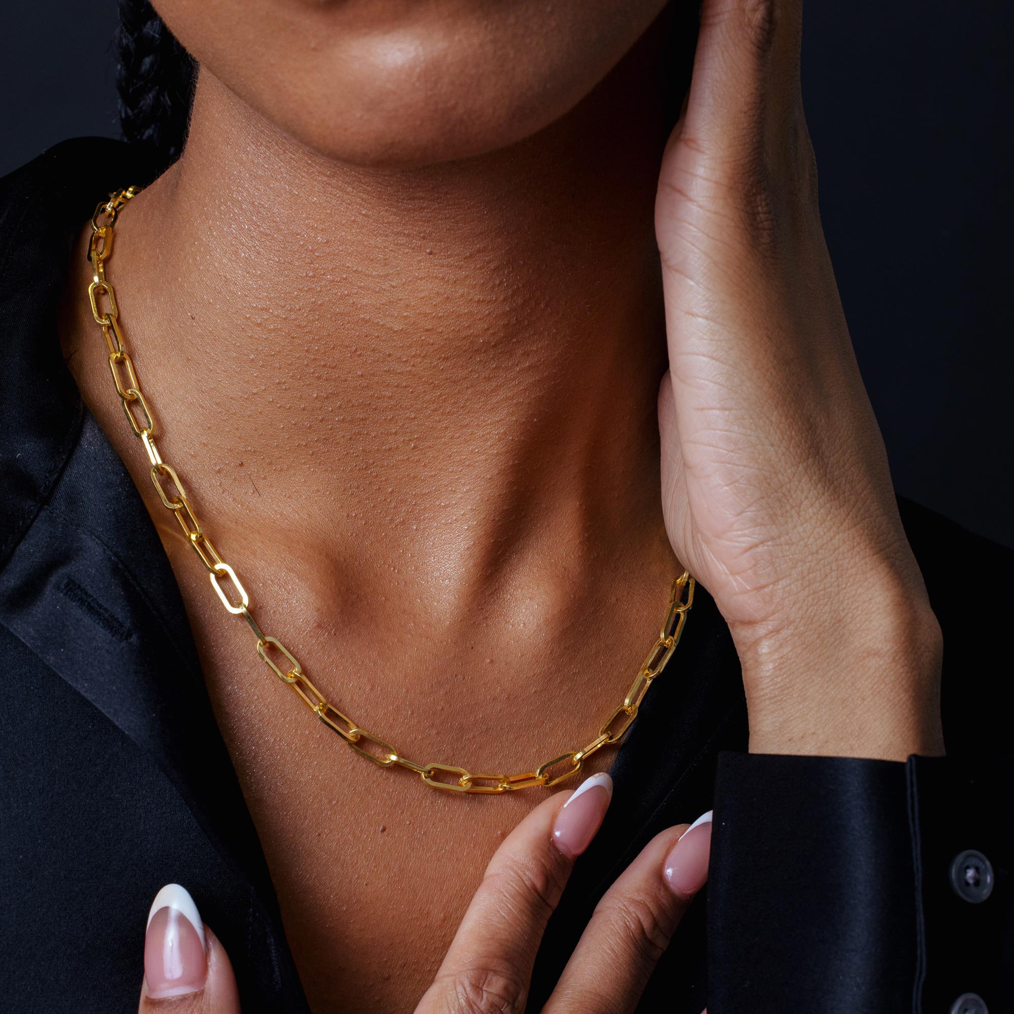 925 Sterling Silver Wide Oval Diamond Cut Paperclip Chain or Bracelet