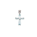 925 Rhodium Plated Sterling Silver Birthstone Cross Charm  - CHARM00100