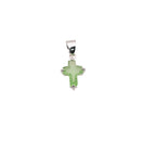 925 Rhodium Plated Sterling Silver Birthstone Cross Charm  - CHARM00101