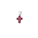925 Rhodium Plated Sterling Silver Birthstone Cross Charm  - CHARM00101