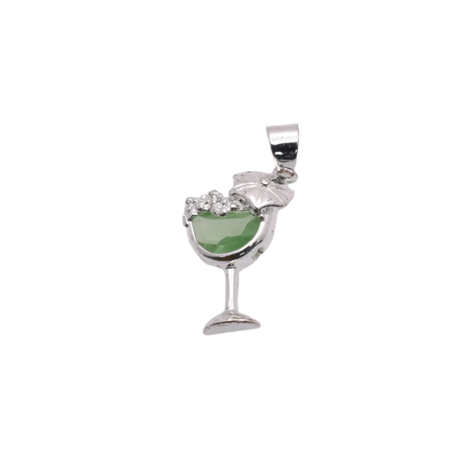 925 Rhodium Plated Sterling Silver Tropical Drink Charm - CHARM00103