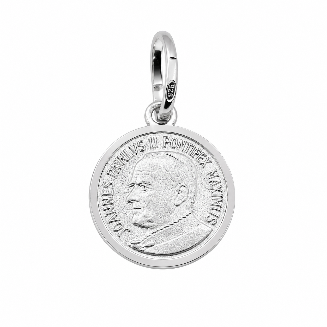 925 Sterling Silver Medium Pope Saint John Paul II Medallion Charm- CHARM00124