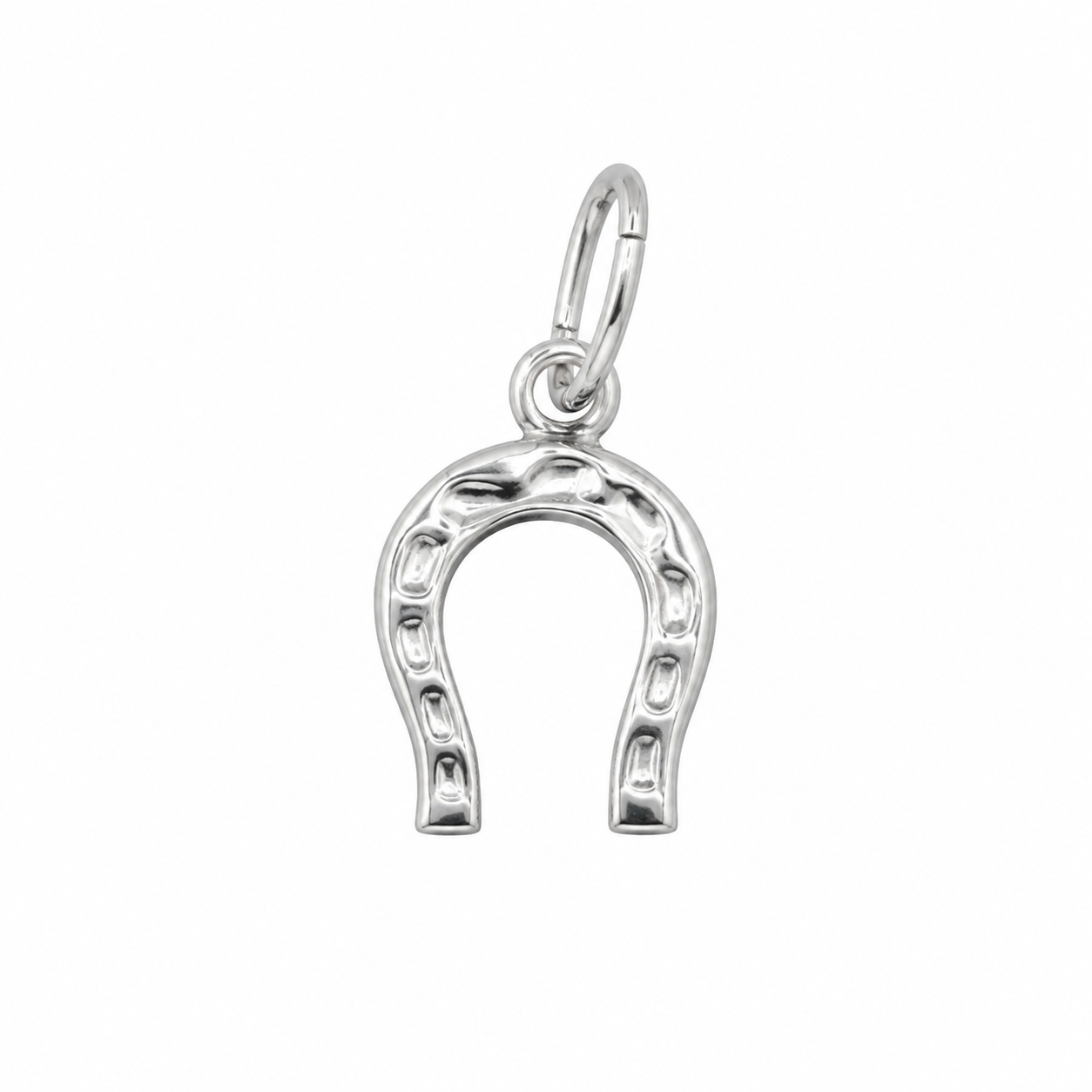 925 Sterling Silver Hammered Horse Shoe Charm- CHARM00130