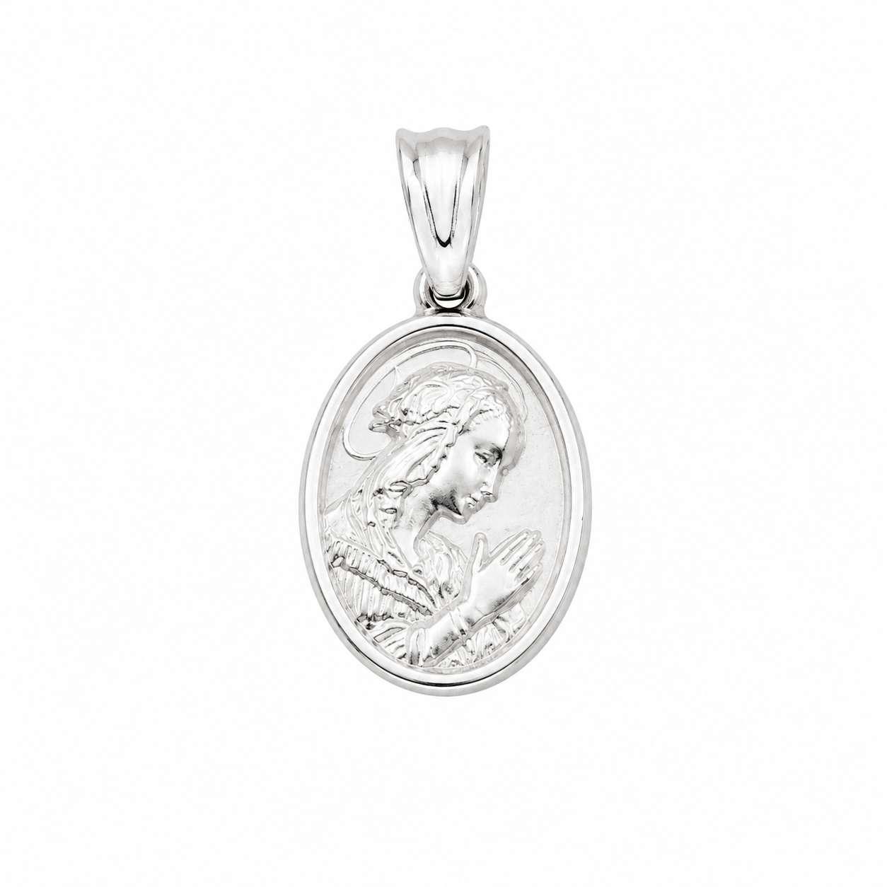 925 Sterling Silver Oval Madonna Charm Pendant- CHARM00139