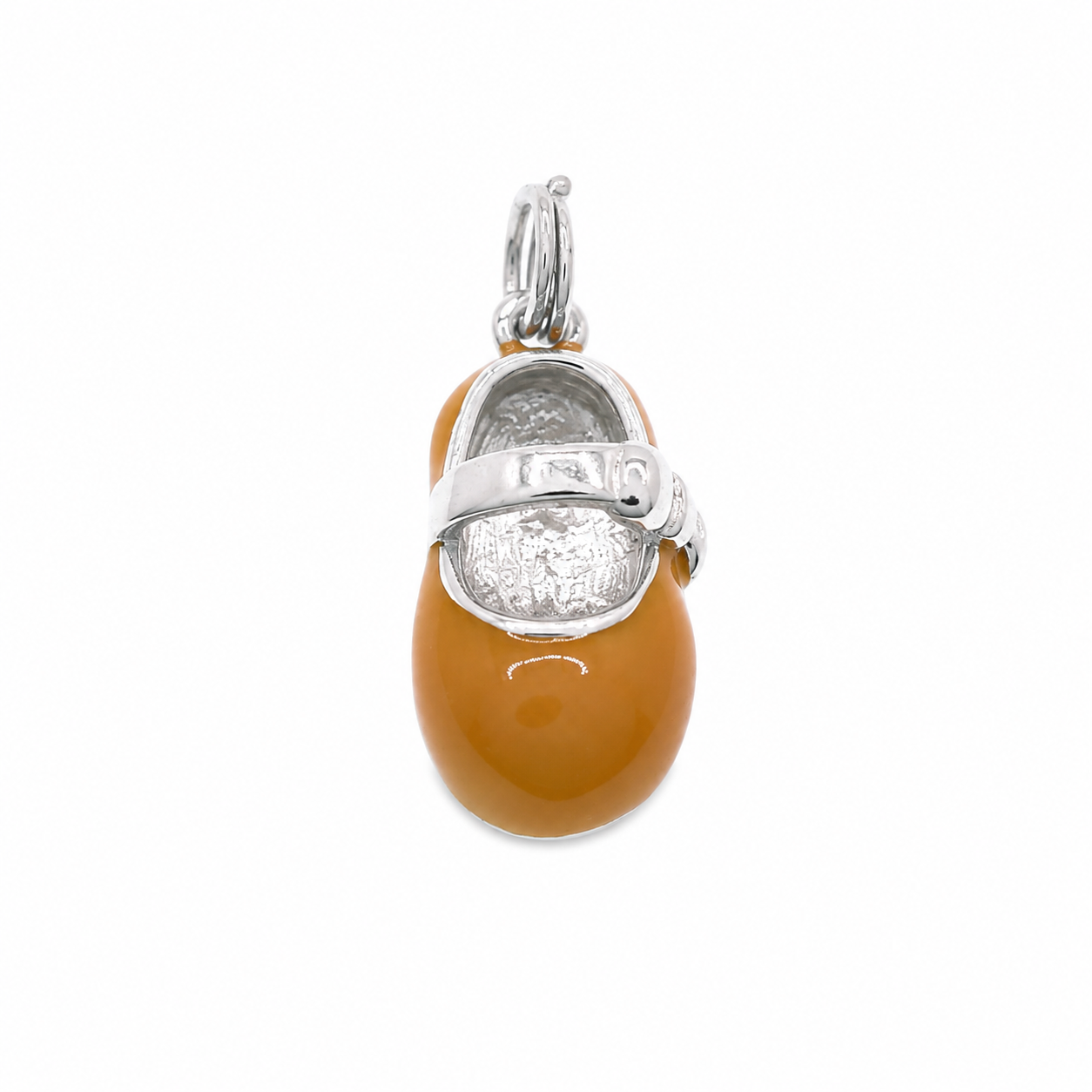 Rhodium Plated 925 Silver Colored Baby Shoe- CHARM00155