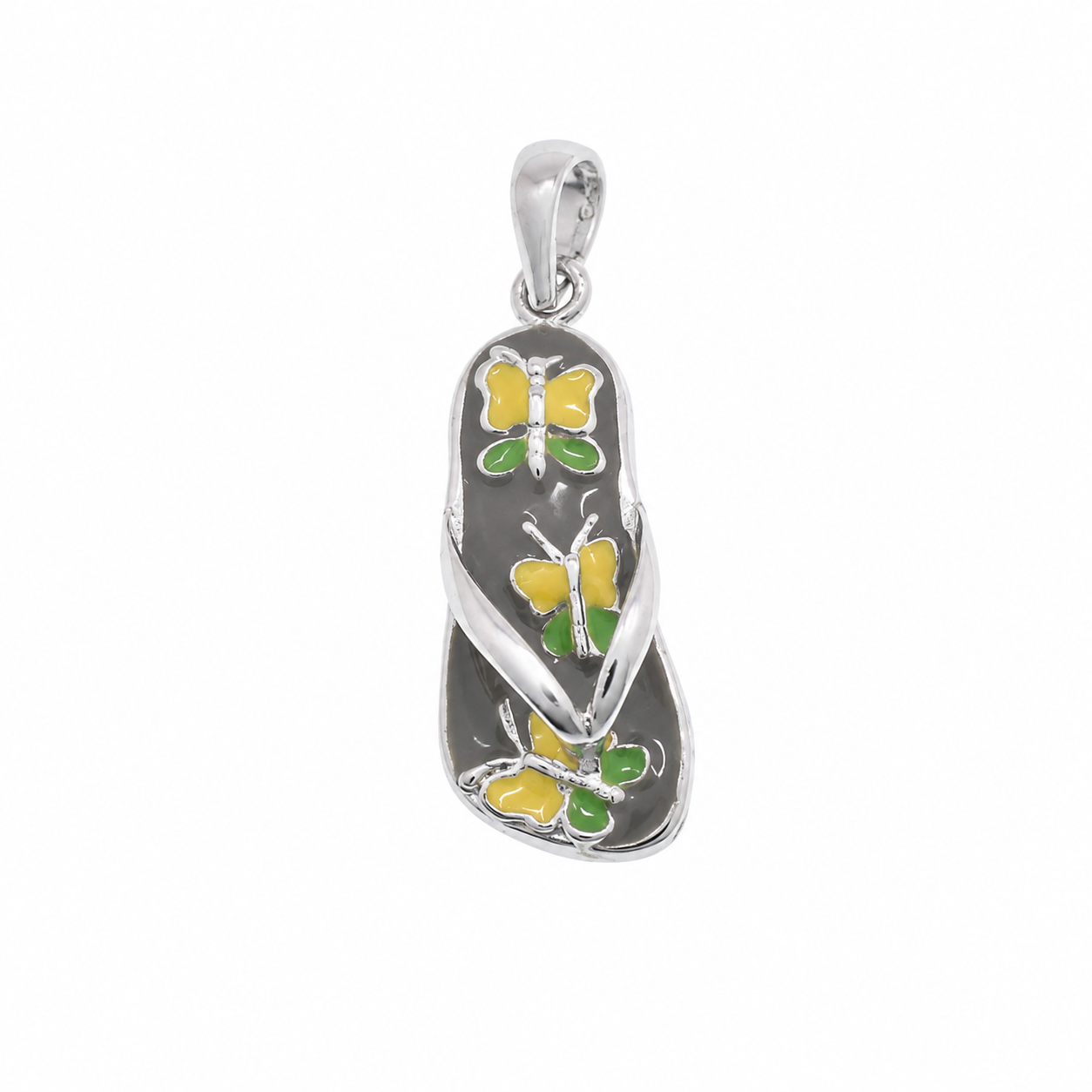 Rhodium Plated 925 Colored Butterfly Sandal Charm- CHARM00158