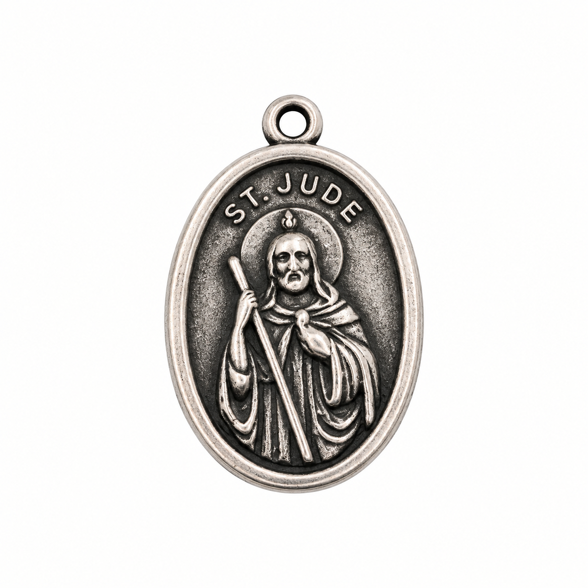 925 Silver Oxidized Oval Saint Jude/ Pray For Us Charm- CHARM00175