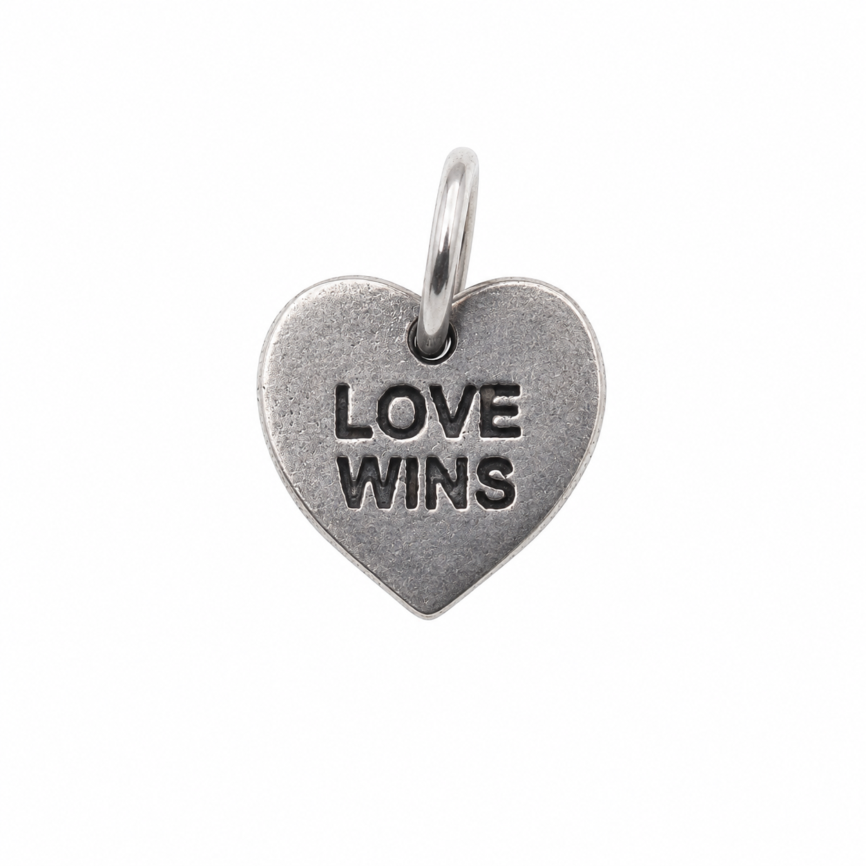 925 Sterling Silver Dainty Love Wins Heart Charm Pendant- CHARM00207