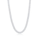 Rhodium Plated 925 Sterling Silver CZ Encrusted Curb Chain or Bracelet 7.2mm - CHCZ117