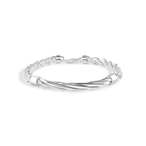 925 Sterling Silver Hollow Rope Twisted Round Bar 4mm Bracelet  - CHHB014