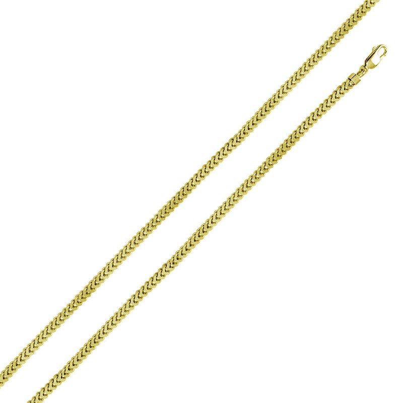 A gold-plated sterling silver hollow Franco chain necklace. #plating_gold