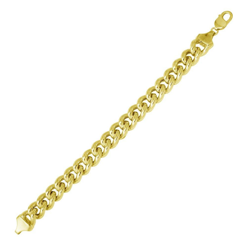 Gold Plated 925 Sterling Silver Hollow Curb Chain or Bracelet 14.5mm - CHHW117 GP
