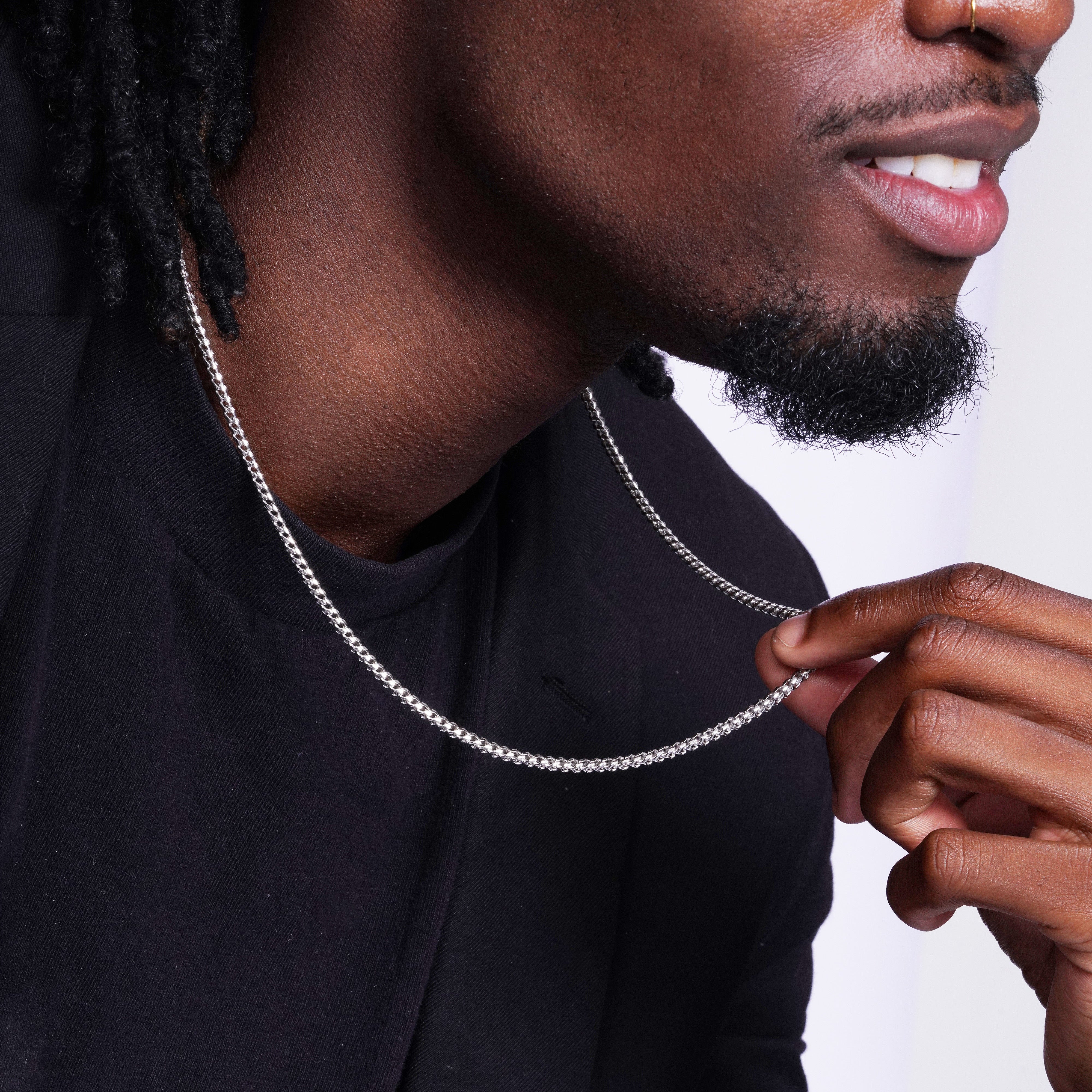 Cadena Franco redonda hueca de plata de ley 925 rodiada de 3,5 mm - CHHW121 RH