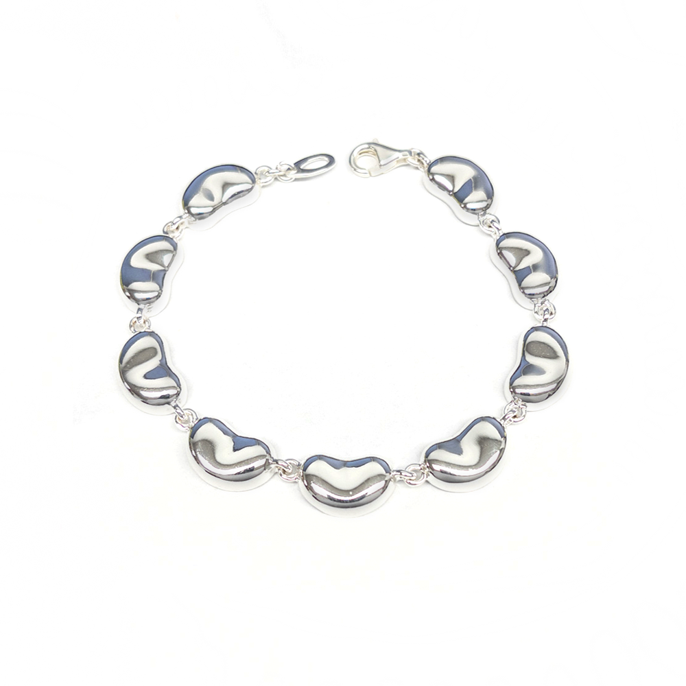 Silver 925 Rhodium Plated Multiple Bean Wire Bracelet - DCB00004