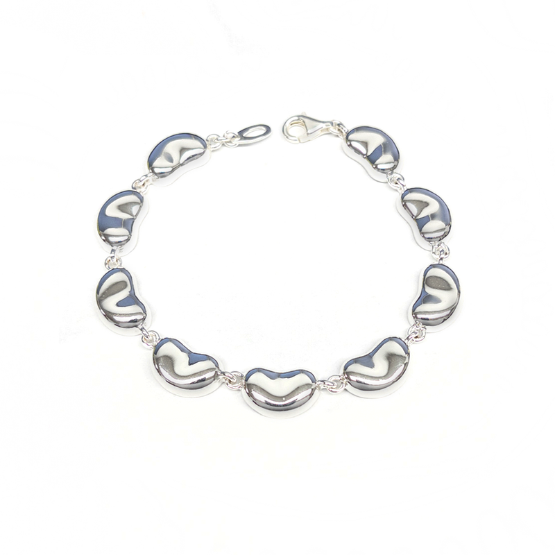Silver 925 Rhodium Plated Multiple Bean Wire Bracelet - DCB00004
