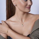 Gold Plated 925 Sterling Silver Fresh Water Pearl Set with Green CZ - BGS00603