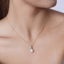 Gold Plated 925 Sterling Silver Fresh Water Pearl Set with Green CZ - BGS00603