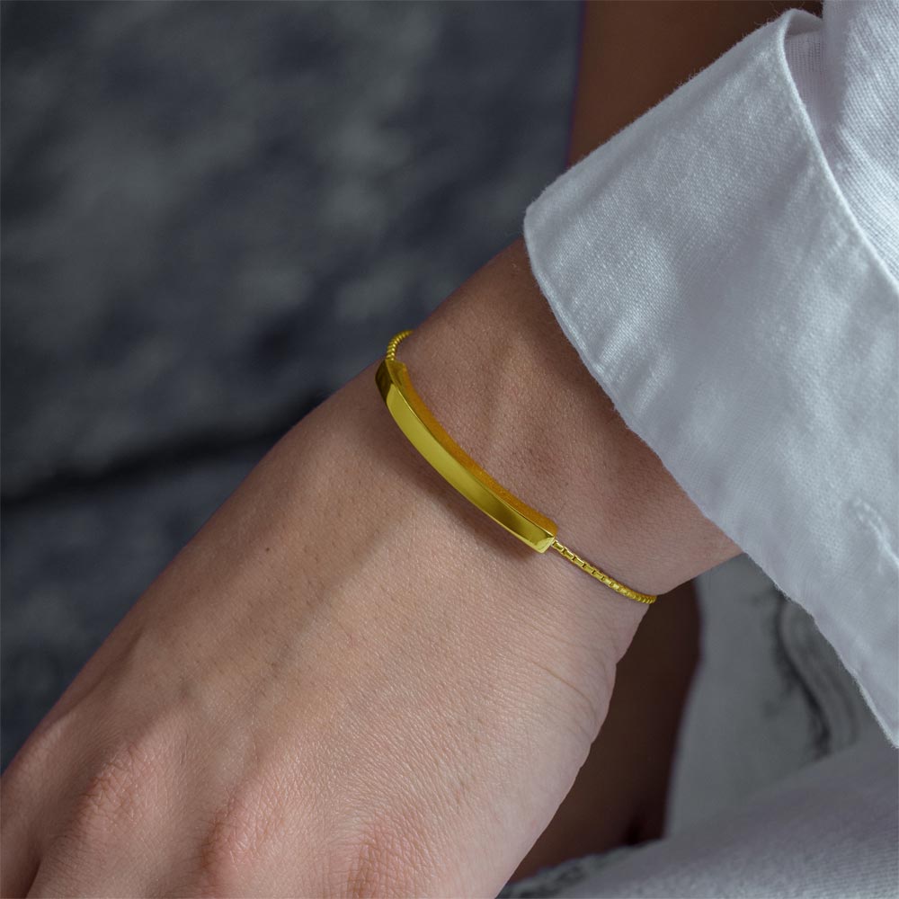 Pulsera de barra de lazo de plata de ley 925 bañada en oro - DIB00071GP