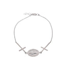 High Polished 925 Sterling Silver Maria Concepita Miraculous Medaland Cross Adjustable Bracelet - DIB00082