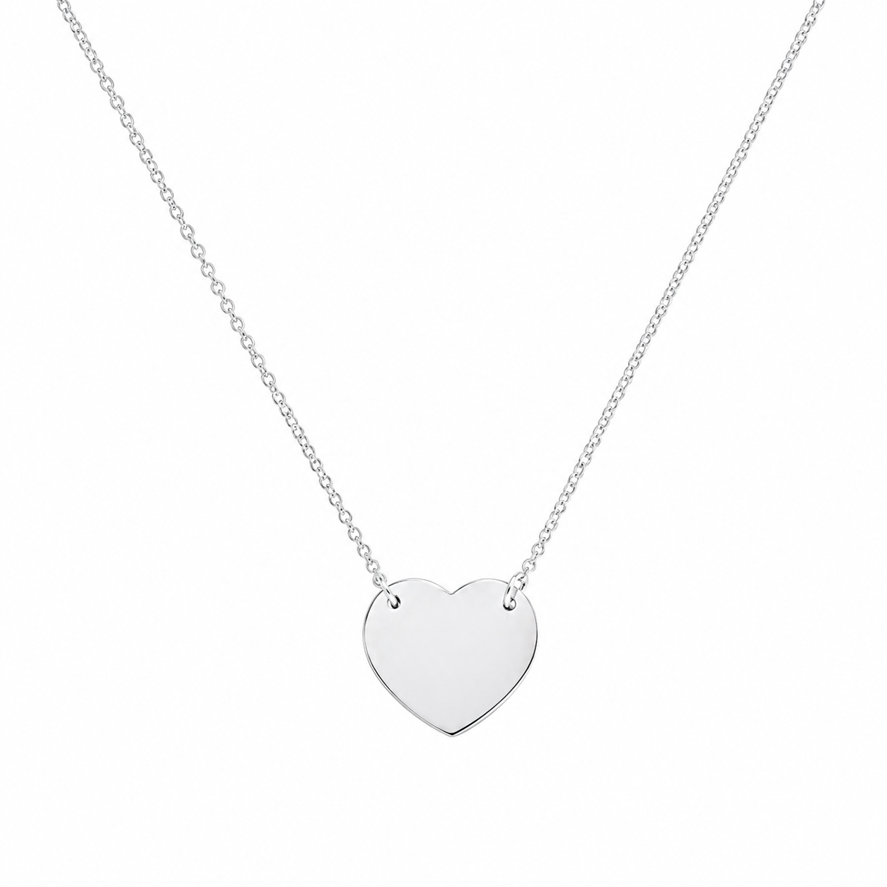 Collar de corazón de plata 925 chapado en rodio con alto pulido - DIN00058RH
