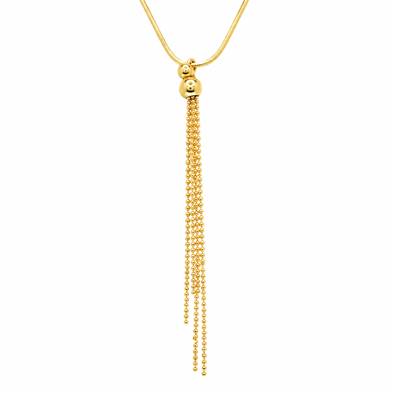 Plated 925 Sterling Silver Adjustable Lariat Tassel Necklace - DIN00059
