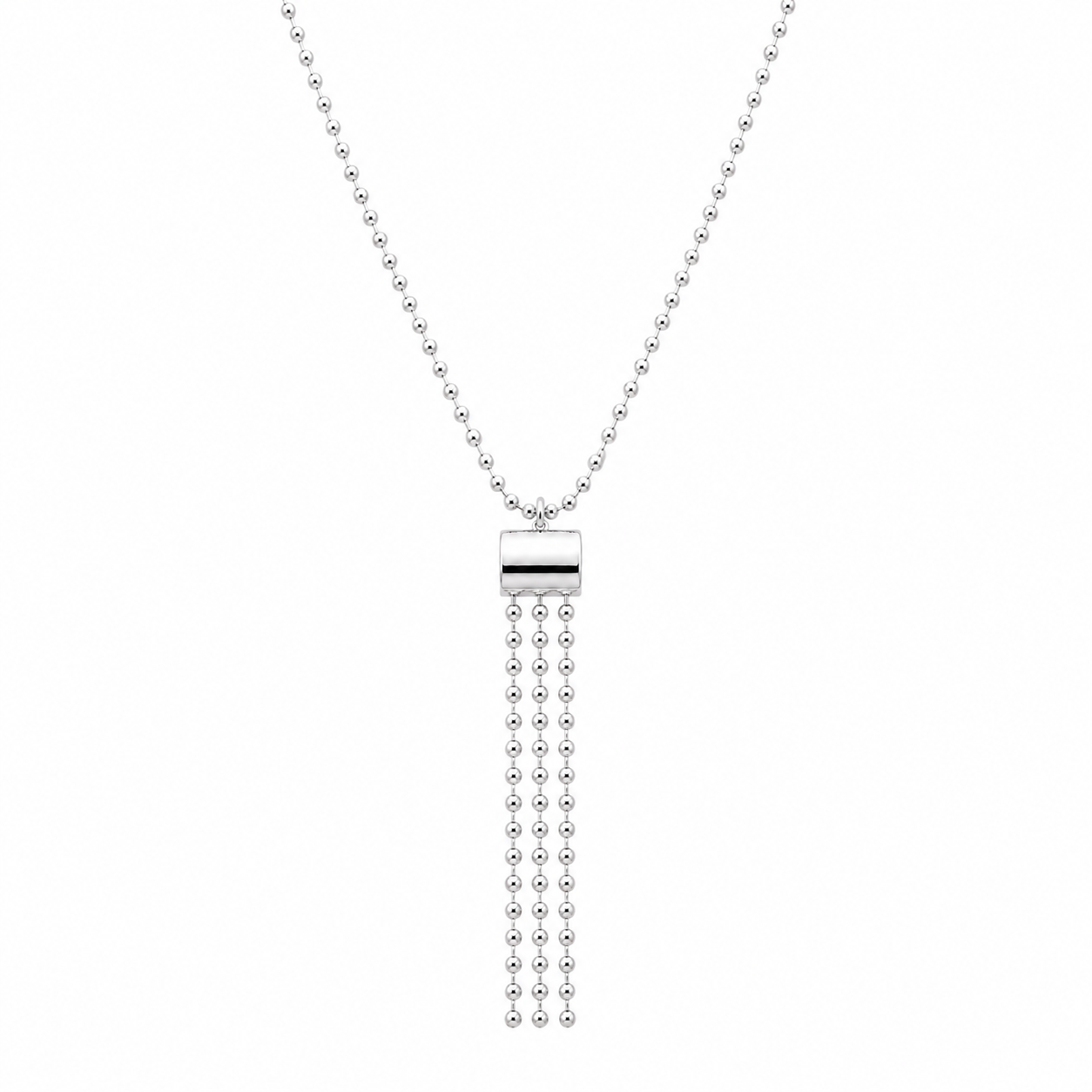 Cadena de cuentas DC de plata de ley 925 rodiada con colgante de tres piezas - DIN00067RH