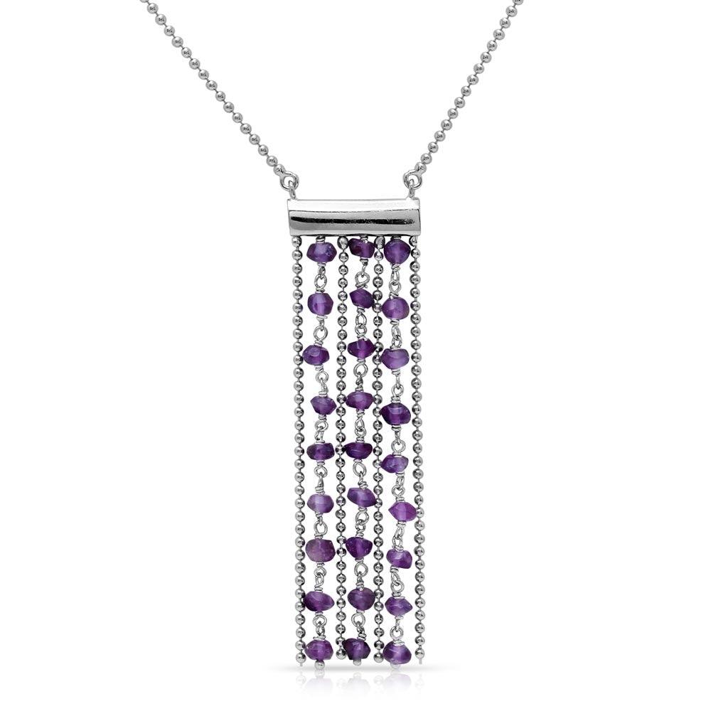Collar de cadena de cuentas de turquesa con baño de rodio en plata de ley 925 - DIN00069RH-TQ
