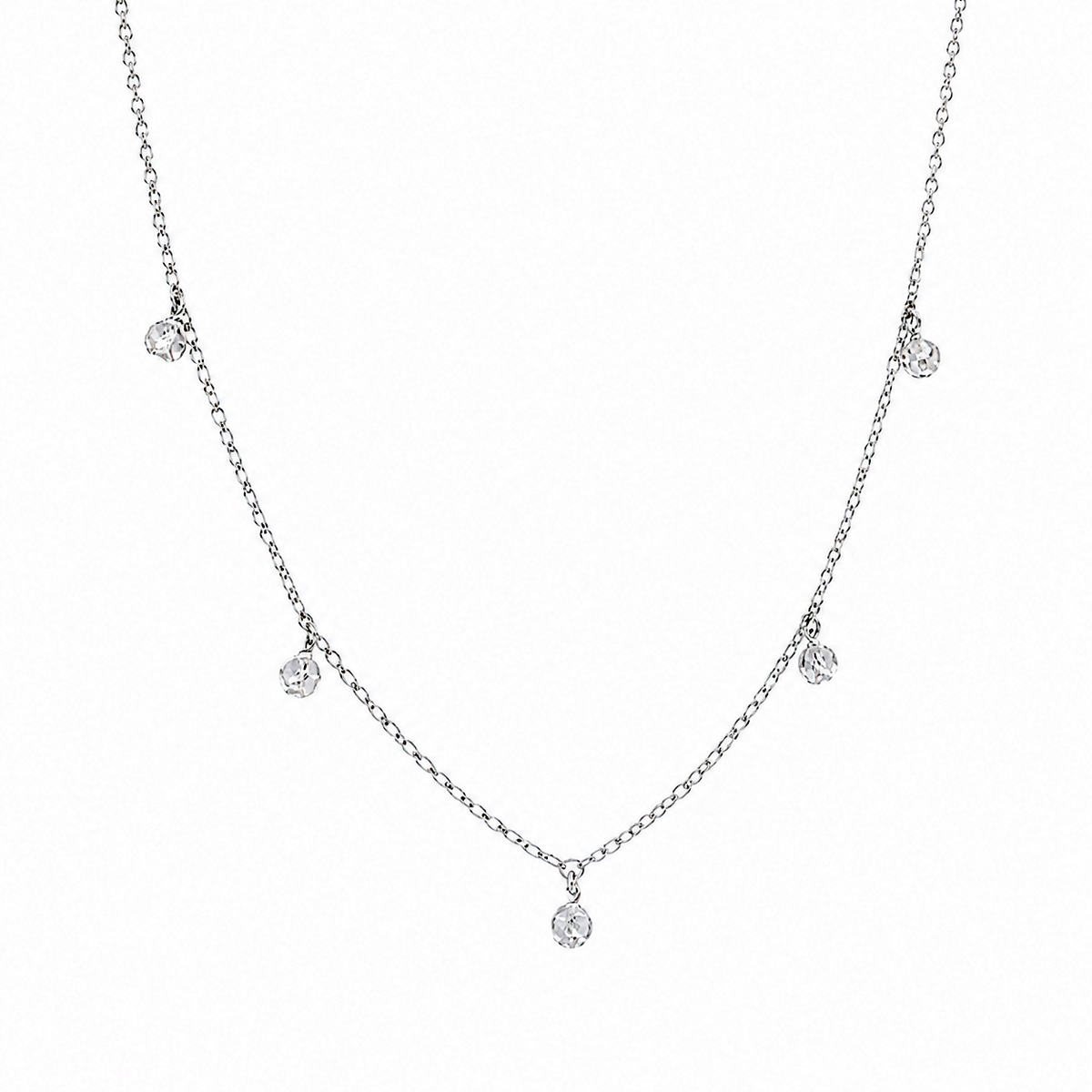 Collar colgante de 5 confeti en plata de ley 925 rodiada - DIN00083RH