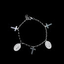High Polished 925 Sterling Silver Guadalupe and Cross Adjustable Bracelet - DIB00081