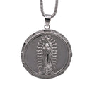 High Polished Anti Tarnish 925 Sterling Silver 23.1mm Round Our Lady of Guadalupe Pendant - DIP00002