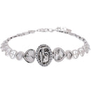 Pulsera ajustable de plata de ley 925 rodiada con circonitas transparentes de 6,9 mm y corte de diamante para quinceañera - GMB00141