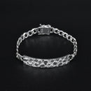 925 Sterling Silver Curb 7.5mm Nugget ID Bracelet - CDIB00027