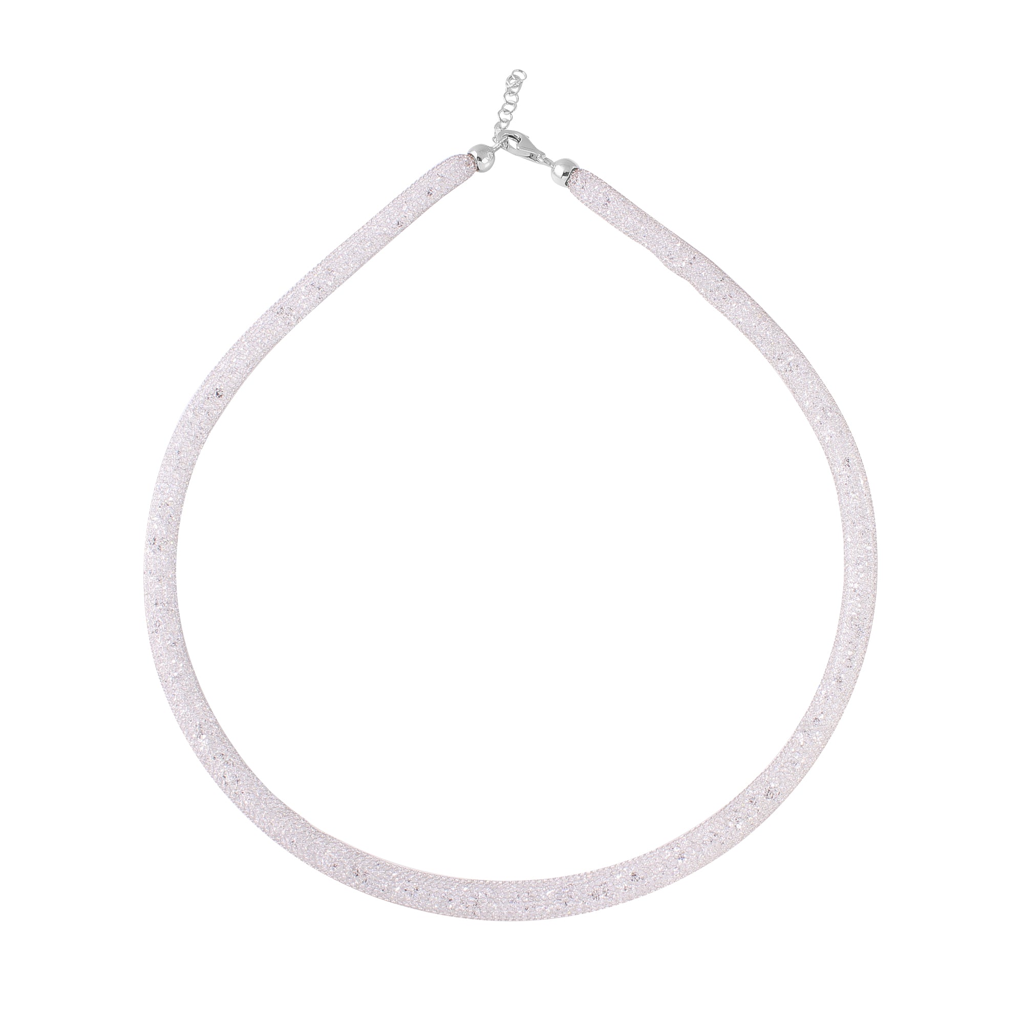 Collar de plata de ley 925 rodiada con malla de cristales de Swarovski - ECN00014RH